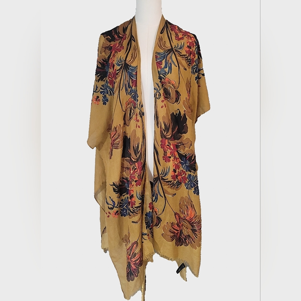 Antropologie Do Everything in Love Floral‎ Kimono - Tan and Multicolor